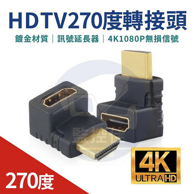 【含稅】HDMI公對母轉接頭左右彎頭HDMI 公轉母 高清轉換頭270度直角轉換器