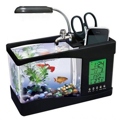 現貨熱銷-迷你家用小型USB創意魚缸水族箱桌面客廳生態造景金魚缸禮品送禮滿仟免運