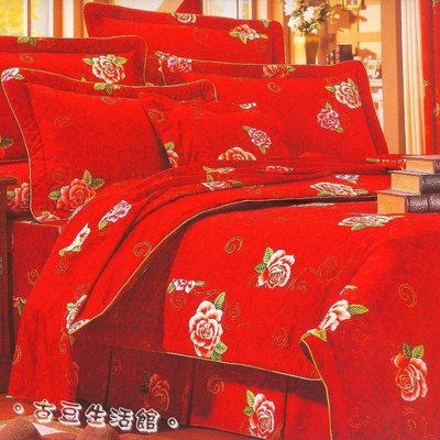 100%純棉_ 特大鋪棉床罩兩用被全套六件組。台灣製。6x7尺。9228