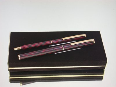 全新品SHFAFFER西華對筆 FSHION 282 紅琺瑯金尖鋼筆+原子筆.(附吸墨器)