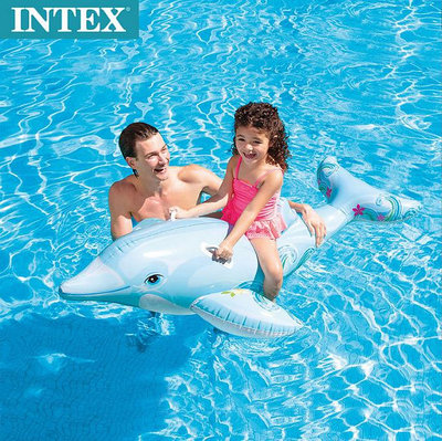 水上設備 游泳 intex58535小海豚坐騎 充氣浮排玩具水上兒童游泳圈