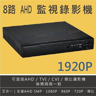 安力泰系統~ 500萬 五合一 雄邁AHD 八路監視錄影機 DVR 1920P 可混AHD/TVI/CVI/類比攝影機