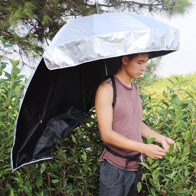 遮陽傘 釣魚傘采茶傘可背式超輕頭帽傘戶外防曬創意晴雨傘戶外必備 -