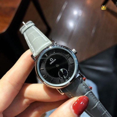直購#歐米茄  瑞士進口石英機芯 女錶 礦物質超強玻璃鏡面   進口真牛皮錶帶腕錶
