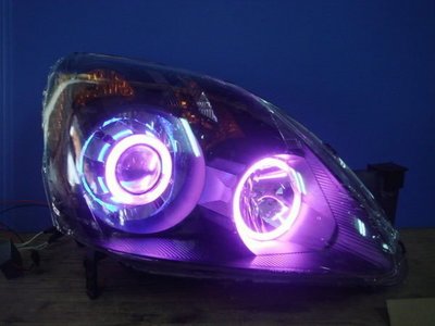 ☆小傑車燈精品☆全新超炫HONDA CRV-05年專用手工版黑框紫光圈魚眼大燈(不含大燈組)