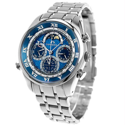 預購 CITIZEN CAMPANOLA AH4080-61L 43mm 藍寶石鏡面 藍色面盤 月相 不銹鋼錶帶 男錶 女錶