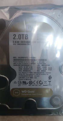 威騰WD 金標 WD2005FBYZ 2TB 2T 未拆/128M/3.5吋/SATA3/企業級硬碟