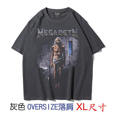 MEGADETH【麥加帝斯】【XL尺寸】OVERSIZE落肩短袖鞭擊重金屬搖滾樂團T恤(現貨供應 下標後可以立即出貨)