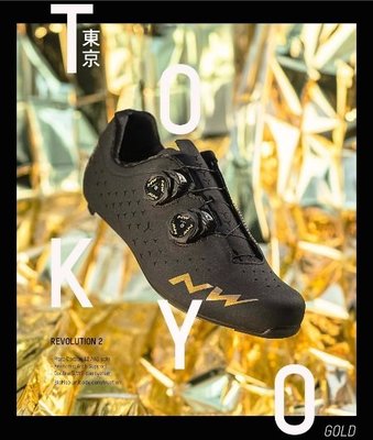 (191單車) NW 卡鞋 TOKYO GOLD 奧運金牌 限量款 REVOLUTION 2代 公路車鞋 (消光黑-金)