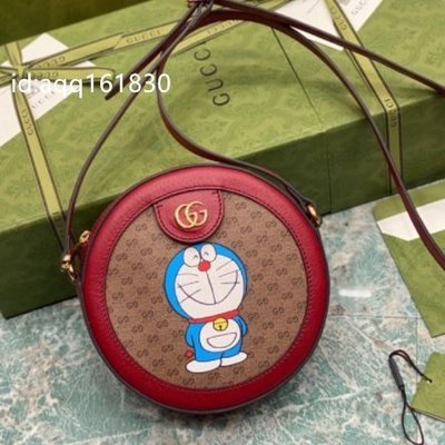 【二手正品】GUCCI古馳 Doraemon x 哆啦A夢系列聯名款雙G圓餅包 單肩斜挎包 側背包625216