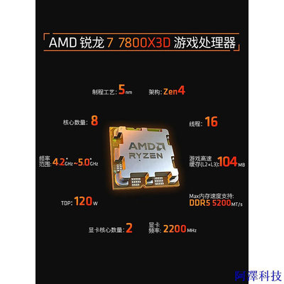 阿澤科技【現貨保固 限時促銷】AMD7500F/7800X3D/7900X/7950X3D/8600G/8700G盒裝散片單CP