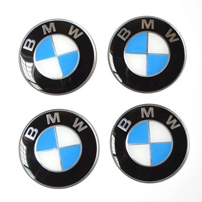 4個輪轂蓋貼 適用於BMW 輪胎中心蓋標貼 適用於寶馬車貼 藍白車標 56mm 60mm 65mm 67mm 70mm-飛馬汽車