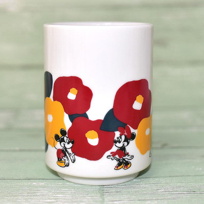 日本製 迪士尼 米奇 米妮 彩色花紋 磁器 湯吞杯 茶杯 壽司茶杯 290ml Disney