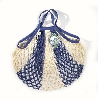 [現貨]  短手把藍白色M號-法國Filt購物袋/漁網袋