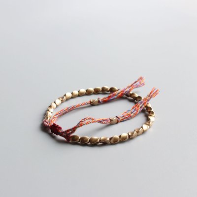 藏傳祈福手鏈手工制作銅珠子情侶手鏈幸運手鏈男女學生文藝手鏈繩~特價