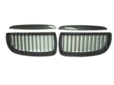 BMW E90 2005年 4D 真卡夢碳纖維框架黑影線 水箱罩含蓋飾(左+右 含鼻頭蓋飾 上飾條)