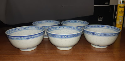 早期景德鎮製米粒茶碗 5個一標 全新質感優完整