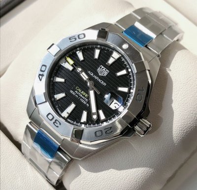 TAG HEUER Aquaracer Calibre 5 黑色面錶盤 銀色不鏽鋼錶帶 男士 自動機械錶 WBD2110.BA0928 豪雅 競潜 300米
