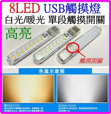 【購生活】8LED USB觸摸燈 5V USB燈 LED燈 小夜燈 暖光 白光 露營燈 夜市燈 照明燈 燈泡