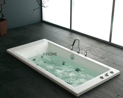 I-HOME 浴缸 北歐 GF102 (180Lx90w) 長方形 空缸 不含龍頭 (落水頭在中間) 浴缸訂購前都要先問