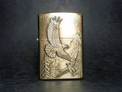 ONE*$1~*美系*ZIPPO*Where Eagles Dare《森林鷹隊徽》黃銅拉絲*3D雕刻*編號:20854