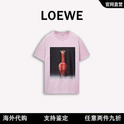 【現貨免運】LOEWE/羅意威 新款陶瓷系列印花圓領套頭短袖男女寬松休閑T恤上衣