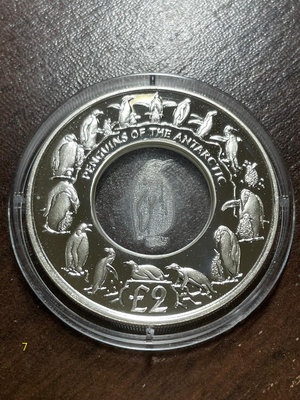 2007 南喬治亞與桑德威奇群島 企鵝鑲水晶精鑄銀幣 紀念幣 2英鎊