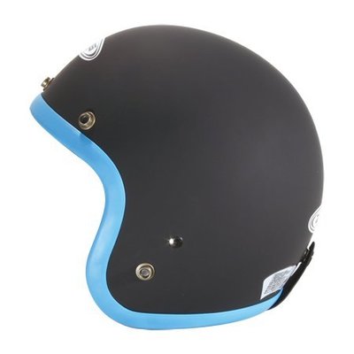 ZEUS (瑞獅) 半罩3/4復古帽 ZS-383 消光黑-藍條 半罩式安全帽 內襯全可拆洗 !!免運費!!