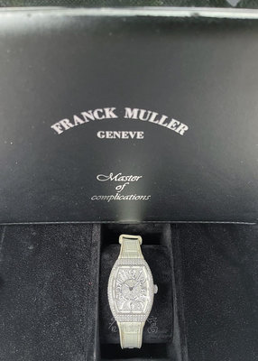 【現貨】Franck Muller 法蘭穆勒 FM Vanguard V32 32MM 白鋼 豪華鑽錶 石英機芯 95新 盒單全