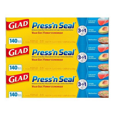 💓好市多代購/可協助售後💓 Glad Press’n Seal 強力保鮮膜3入 每捲30公分x43.4公尺 產地美國