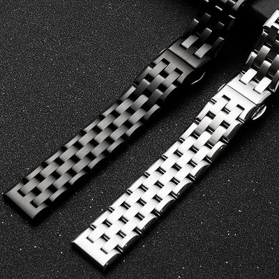 新品 非原廠錶帶適用華為三星西鐵城名匠不鏽鋼手錶帶五珠鋼帶男女通用蝴蝶扣22mm