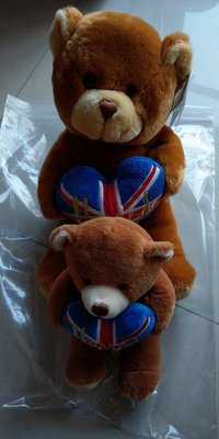 Harrods哈洛氏 英倫風情泰迪熊系列-愛心國旗LOGO熊-大隻12吋、小隻8吋