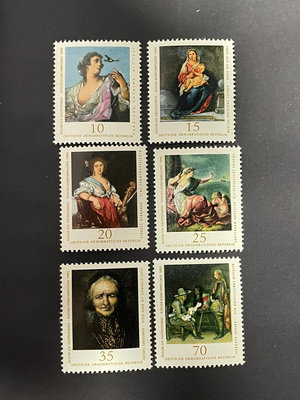 德國郵票 1976年 德累斯頓畫廊珍藏 繪畫 油畫 6全新16562