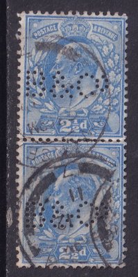 下殺-英國老郵票1900年代愛德華七世2.5d郵票舊票雙聯，防盜機械打孔。D
