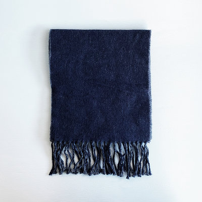 美國百分百【全新真品】Ralph Lauren 圍巾 羊毛 配件 冬季 RL 披肩 雙面 素色 POLO 藍灰 CE28