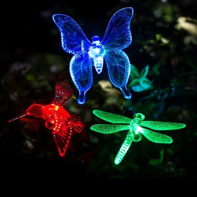 太陽能蜻蜓蝴蝶蜂鳥燈 戶外LED花園庭院地插裝飾景觀燈