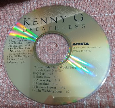 ╭✿㊣ 絕版典藏 二手 薩克斯風演奏家 KENNY G 肯尼吉 正版裸片CD【摒息 1992 BREATHLESS】39