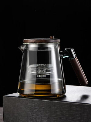 飄逸杯泡茶壺耐熱玻璃內膽一鍵茶水分離按壓式沖茶壺日式濾茶杯