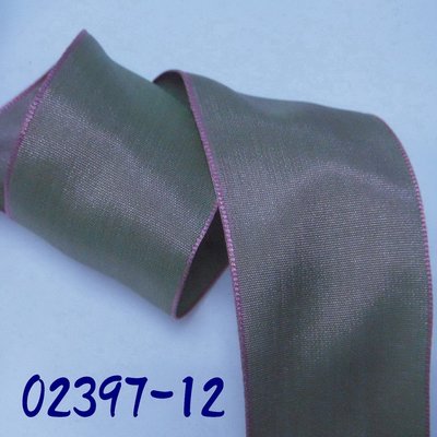 12分墨綠粉紅邊塑形鐵絲緞帶(02397-12)~Jane′s Gift~Ribbon用於裝飾 花材 佈置 設計材料