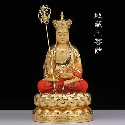 熱銷 臺灣純銅彩繪觀音佛像供奉家用釋迦牟尼佛地藏王銅佛像娑婆三聖擺件可開發票