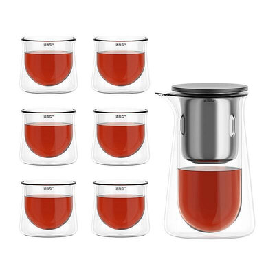 現貨：熱 適放飄逸杯泡茶壺全玻璃內膽茶水分離單壺過濾高端茶具