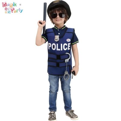 熱銷 萬圣節兒童演出服裝Cosplay表演衣服男童女童警察警官消防員服裝