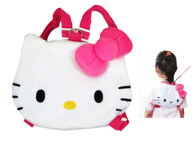 【卡漫迷】 出清 特價299 Hello Kitty 幼兒 防走失包 ㊣版 絨毛 後背包 凱蒂貓 安全 外出包