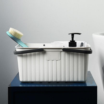 亞馬遜家居沐浴洗澡籃子塑料手提鏤空浴室收納籃長方形加厚簡約