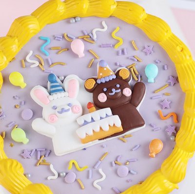 蛋糕擺件/插件 烘焙蛋糕装饰摆件软陶熊兔派对插件卡通小可爱儿童生日甜品台装扮~清倉