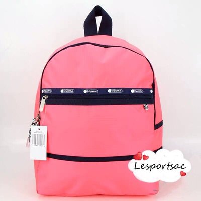 Lesportsac 2479 糖果粉橘 降落傘防水包 輕量 大容量 旅行 出遊 雙肩後背包 可擴高 限量款 後背包