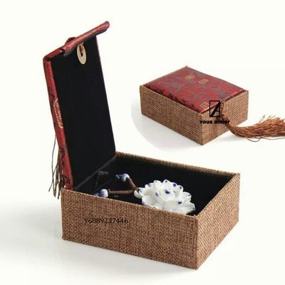 UBM 中式中國風典雅高貴流蘇綢緞麻布飾品盒 玉飾珍珠寶石項鍊盒 現貨