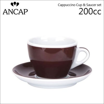 Tiamo 堤亞摩咖啡生活館【HG9363】義大利 Ancap 陶瓷咖啡杯盤組(咖啡色)200cc 卡布杯
