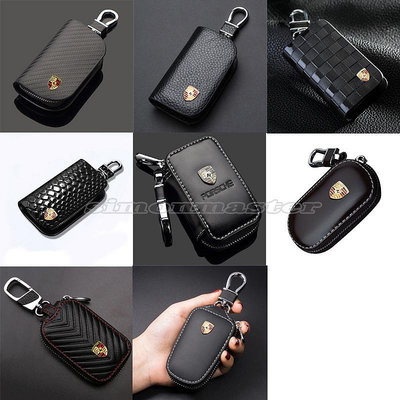 PORSCHE 1 件裝皮革汽車鑰匙圈保護套鑰匙錢包汽車標誌鑰匙包外殼收納盒裝飾適用於保時捷 911 718 Boxst