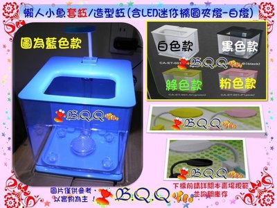 [B.Q.Q小舖]懶人小魚缸/造型套缸(含LED迷你橢圓夾燈-白燈)藍色一組(超商包裹一箱限2個)